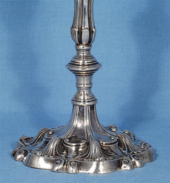 A set of four early Victorian silver candlesticks, by T.J. & N. Creswick, Height 277mm.